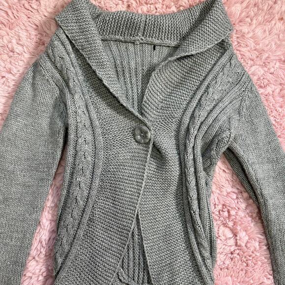 Cutie y2k gray slouchy fit cable knit cardigan with button - Picture 3 of 5